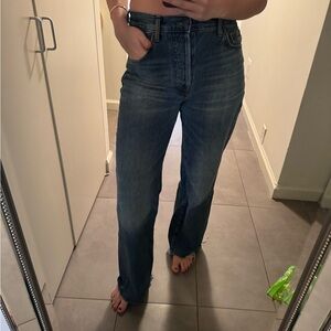 Zara Women's Dark Blue Flare Jeans